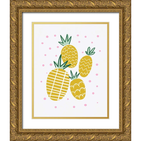 Pineapple Gold Ornate Wood Framed Art Print with Double Matting by Serna, Isabel