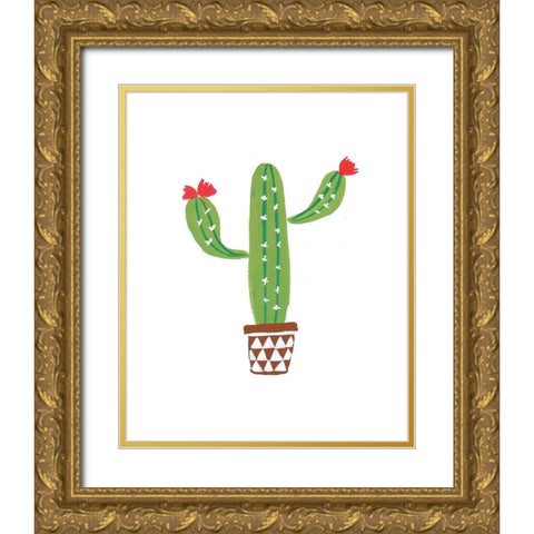 Cactus II Gold Ornate Wood Framed Art Print with Double Matting by Serna, Isabel