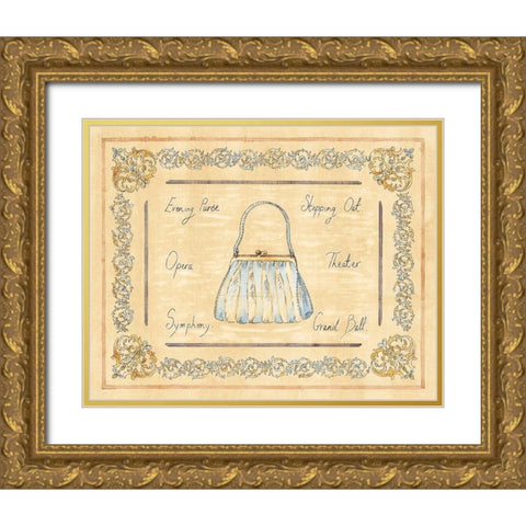 Evening Purse Gold Ornate Wood Framed Art Print with Double Matting by Schippel, Banafshe