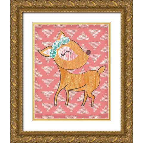 Dahlia Deer Gold Ornate Wood Framed Art Print with Double Matting by Sta Teresa, Ashley