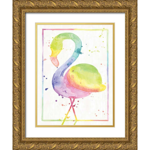 Flamingo Sunrise Gold Ornate Wood Framed Art Print with Double Matting by Sta Teresa, Ashley
