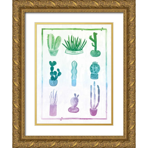 Ombre Cactus Gold Ornate Wood Framed Art Print with Double Matting by Sta Teresa, Ashley