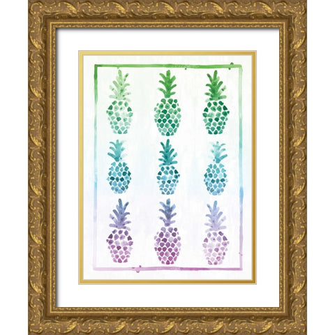 Ombre Pineapple Gold Ornate Wood Framed Art Print with Double Matting by Sta Teresa, Ashley