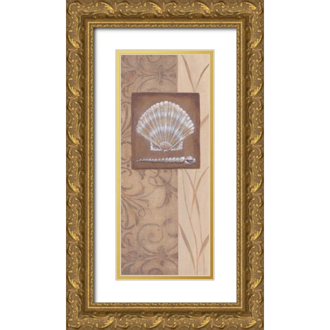 Sand Shell II Gold Ornate Wood Framed Art Print with Double Matting by 3 Bamboo Studio