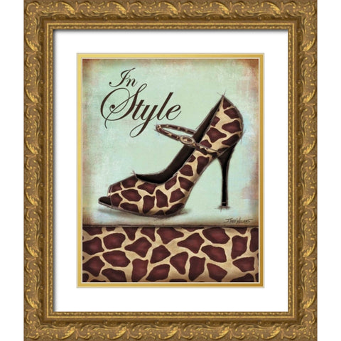 Giraffe Shoe Gold Ornate Wood Framed Art Print with Double Matting by Williams, Todd
