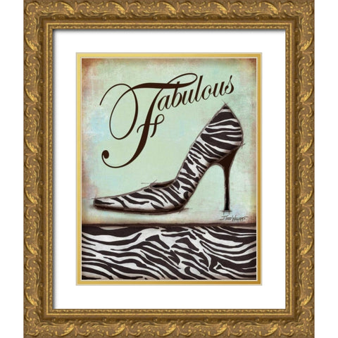 Zebra Shoe Gold Ornate Wood Framed Art Print with Double Matting by Williams, Todd
