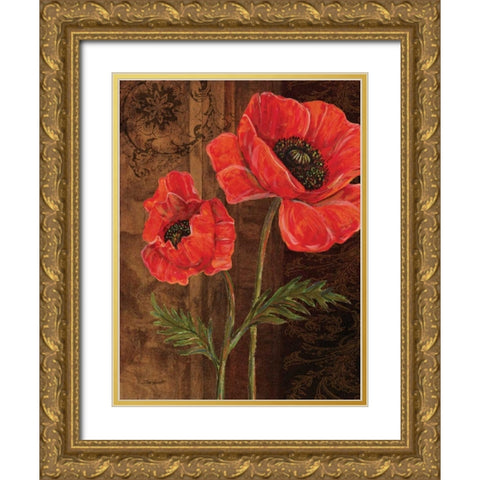 Poppy Portrait I Gold Ornate Wood Framed Art Print with Double Matting by Williams, Todd