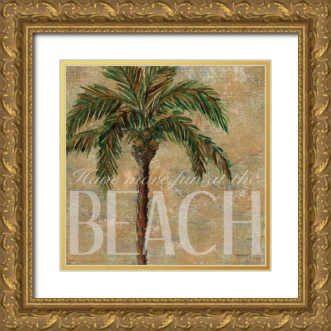 Beach Palm Gold Ornate Wood Framed Art Print with Double Matting by Williams, Todd