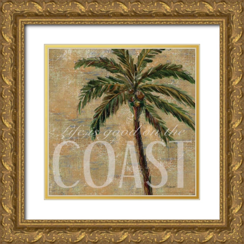 Coastal Palm Gold Ornate Wood Framed Art Print with Double Matting by Williams, Todd