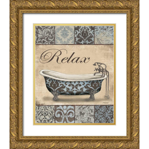 Relax Bath Gold Ornate Wood Framed Art Print with Double Matting by Williams, Todd