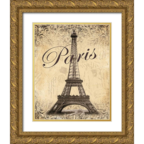 Paris Gold Ornate Wood Framed Art Print with Double Matting by Williams, Todd