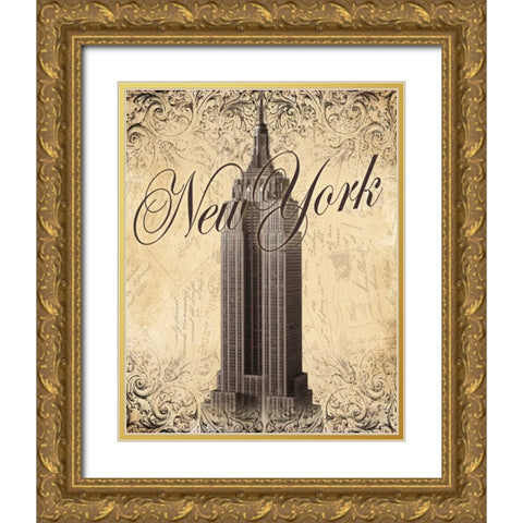 New York Gold Ornate Wood Framed Art Print with Double Matting by Williams, Todd