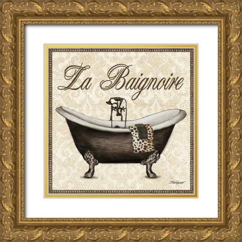 Leopard Bath I Gold Ornate Wood Framed Art Print with Double Matting by Williams, Todd
