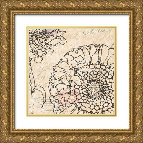 Vintage Dahlias I Gold Ornate Wood Framed Art Print with Double Matting by Williams, Todd