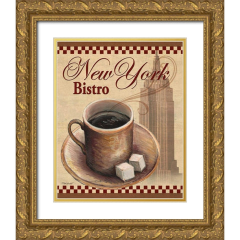 New York Bistro Gold Ornate Wood Framed Art Print with Double Matting by Williams, Todd