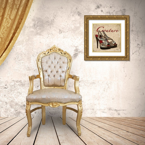 Couture Shoes Gold Ornate Wood Framed Art Print with Double Matting by Williams, Todd