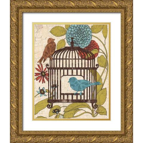 Birds and Blooms IV Gold Ornate Wood Framed Art Print with Double Matting by Williams, Todd