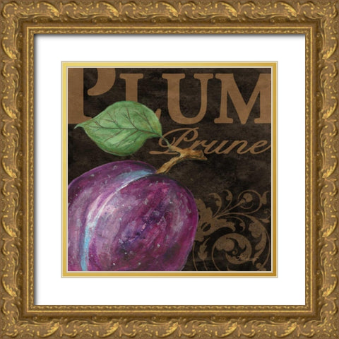 French Fruit Plum Gold Ornate Wood Framed Art Print with Double Matting by Williams, Todd