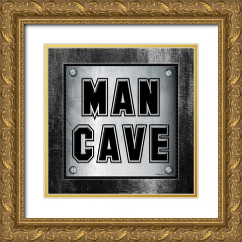 ManCave  Metal Sq Gold Ornate Wood Framed Art Print with Double Matting by Williams, Todd