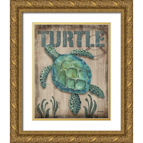 Turtle Gold Ornate Wood Framed Art Print with Double Matting by Williams, Todd