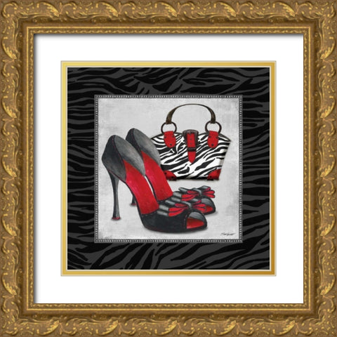 Zebra Fashion I Gold Ornate Wood Framed Art Print with Double Matting by Williams, Todd