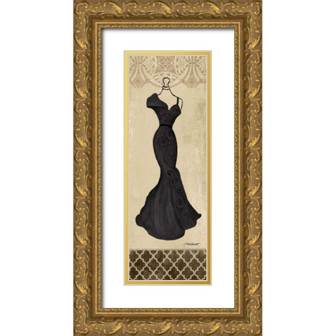Black Fashion Dress III Gold Ornate Wood Framed Art Print with Double Matting by Williams, Todd