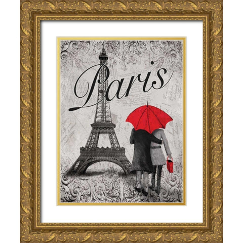 Strolling Paris I Gold Ornate Wood Framed Art Print with Double Matting by Williams, Todd