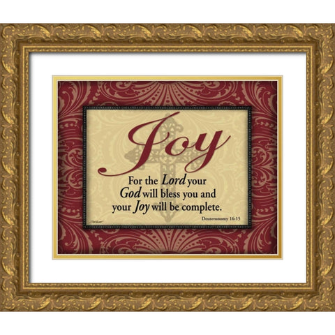 Red and Gold Joy Gold Ornate Wood Framed Art Print with Double Matting by Williams, Todd