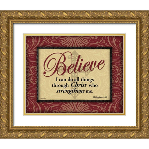 Red and Gold Believe Gold Ornate Wood Framed Art Print with Double Matting by Williams, Todd