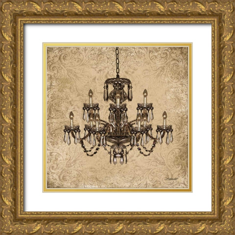 Vintage Chandelier I Gold Ornate Wood Framed Art Print with Double Matting by Williams, Todd