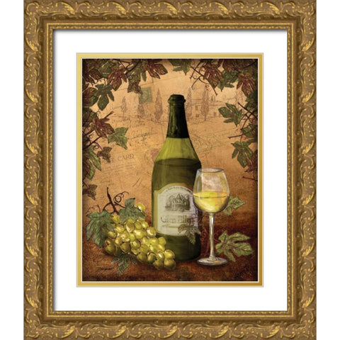 White Wine Gold Ornate Wood Framed Art Print with Double Matting by Williams, Todd