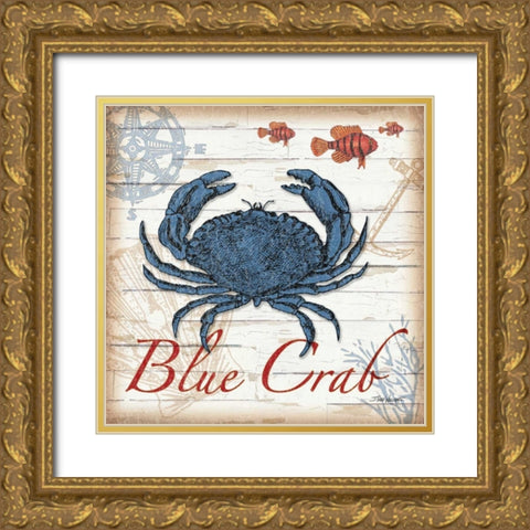 Blue Crab Gold Ornate Wood Framed Art Print with Double Matting by Williams, Todd