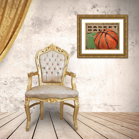 Basketball Gold Ornate Wood Framed Art Print with Double Matting by Williams, Todd