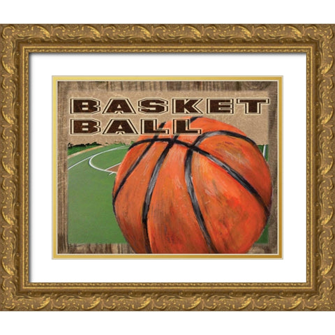 Basketball Gold Ornate Wood Framed Art Print with Double Matting by Williams, Todd