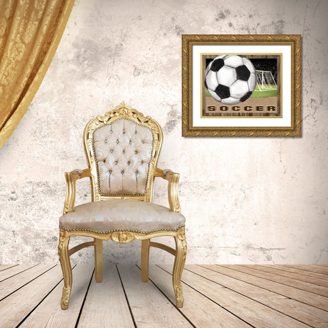 Soccer Gold Ornate Wood Framed Art Print with Double Matting by Williams, Todd
