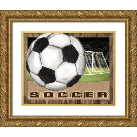 Soccer Gold Ornate Wood Framed Art Print with Double Matting by Williams, Todd