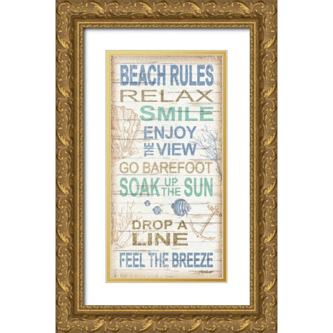 Beach Rules Gold Ornate Wood Framed Art Print with Double Matting by Williams, Todd