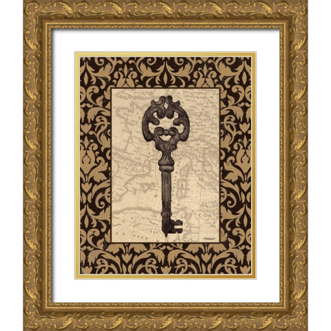 Old World Key I Gold Ornate Wood Framed Art Print with Double Matting by Williams, Todd