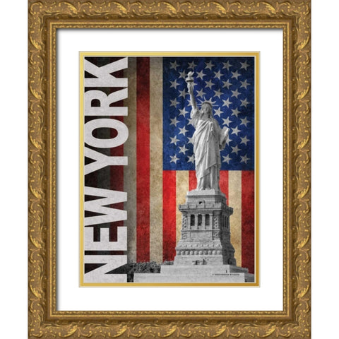 New York Gold Ornate Wood Framed Art Print with Double Matting by Williams, Todd
