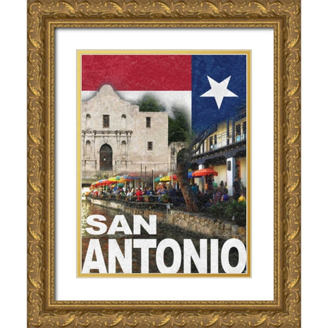 San Antonio Gold Ornate Wood Framed Art Print with Double Matting by Williams, Todd