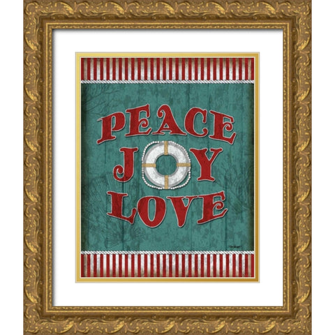 Peace Joy Love Gold Ornate Wood Framed Art Print with Double Matting by Williams, Todd