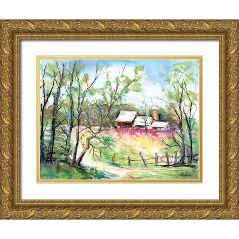 Spring Farm Gold Ornate Wood Framed Art Print with Double Matting by Williams, Todd