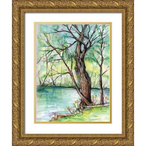 The Banks of Shoal Creek Gold Ornate Wood Framed Art Print with Double Matting by Williams, Todd