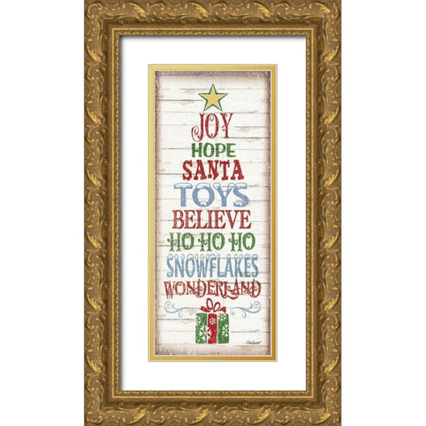 Christmas Tree Sign Gold Ornate Wood Framed Art Print with Double Matting by Williams, Todd