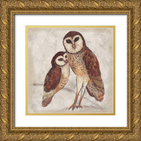 Two Owls I Gold Ornate Wood Framed Art Print with Double Matting by Ven Vertloh, Lisa