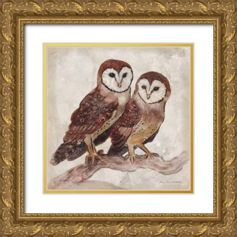 Two Owls II Gold Ornate Wood Framed Art Print with Double Matting by Ven Vertloh, Lisa