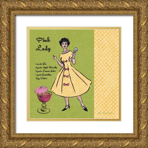 Pink Lady Gold Ornate Wood Framed Art Print with Double Matting by Ven Vertloh, Lisa