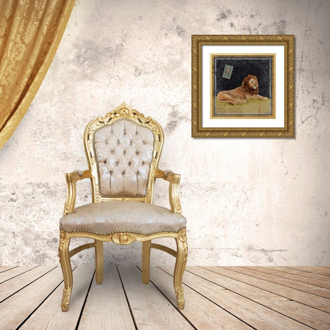 Lion Gold Ornate Wood Framed Art Print with Double Matting by Ven Vertloh, Lisa