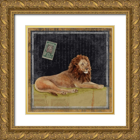Lion Gold Ornate Wood Framed Art Print with Double Matting by Ven Vertloh, Lisa