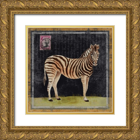 Zebra Gold Ornate Wood Framed Art Print with Double Matting by Ven Vertloh, Lisa